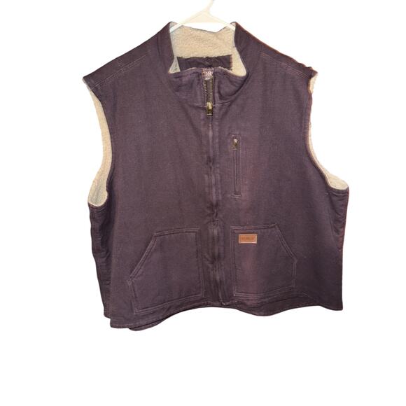 Forge Work Wear Brown Canvas Sherpa Lined Work Vest Men's 3XL Pockets Zippers - Picture 1 of 7